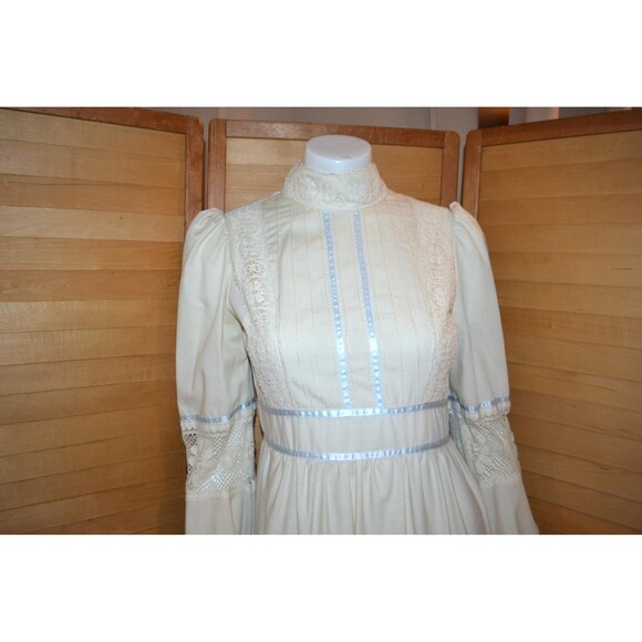 Gunne Sax Ivory Peasant Country Eclectic Bohemian Dress 1970s - Picture 3 of 8
